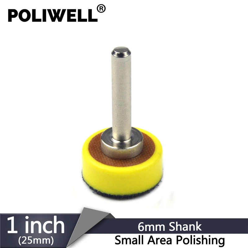 POLIWELL 1inch 25mm Hook & Loop Back up Sanding Pad with Shank Rotary Sanding Disc Sucker Pad Polishing Grinding Abrasive Tools