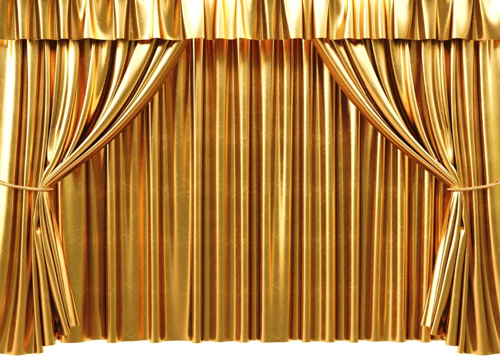 Capisco Photography Backdrop Luxurious Golden Curtains Birthday Party Theatre New Background Photocall Photo Printed