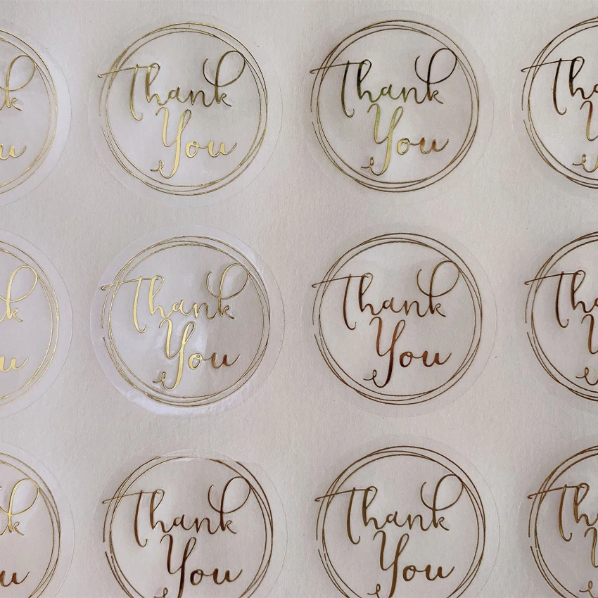 120 teile/los Runde Bronzing danke kraft Papier Label Aufkleber Für Handgemachte Produkte DIY Transparent Kuchen Verpackung Label