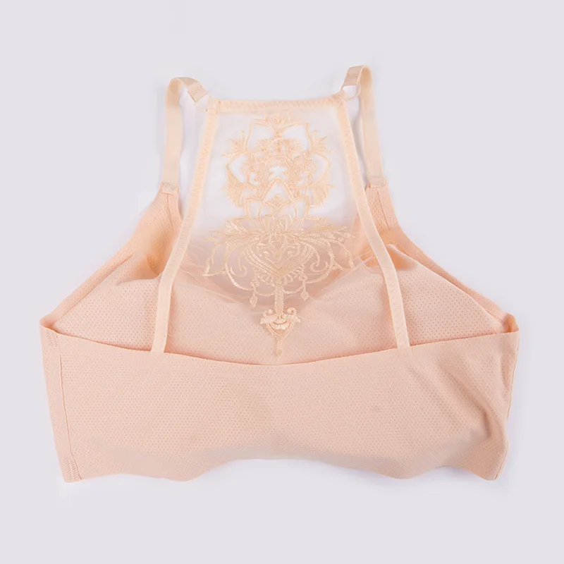 3pcs/lot Women's Seamless Bra Tops Sexy Bandeau Ice Silk Hallow Out Padded Bralette Lace Crop Top Wholesales Lingerie