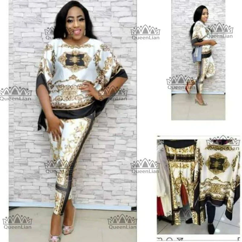 2023 African Dashiki New Fashion Suit (Top and trousers) Super Elastic Party Plus size For Lady