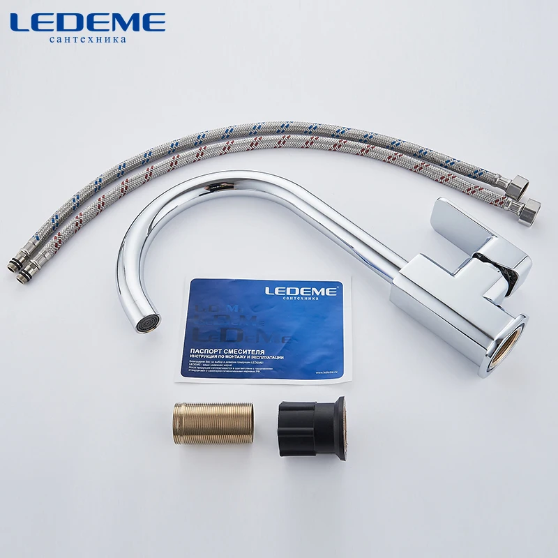 LEDEME Küche Wasserhahn 360 Grad Rotation Regel Form Gebogen Outlet Rohr Wasserhahn Waschbecken Sanitär Hardware Messing Waschbecken Wasserhahn L4033-2