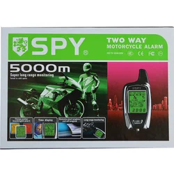 SPY 5000m 2 WayMotorcycle security alarm system with two LCD transmitters remote engine start &  Anti-theft