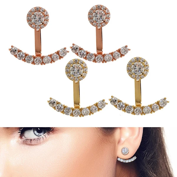 2017 new Luxury Small Circle Austrian Clear CZ Earring for Women Fashion Party Elegant Stud Earrings Jewelry