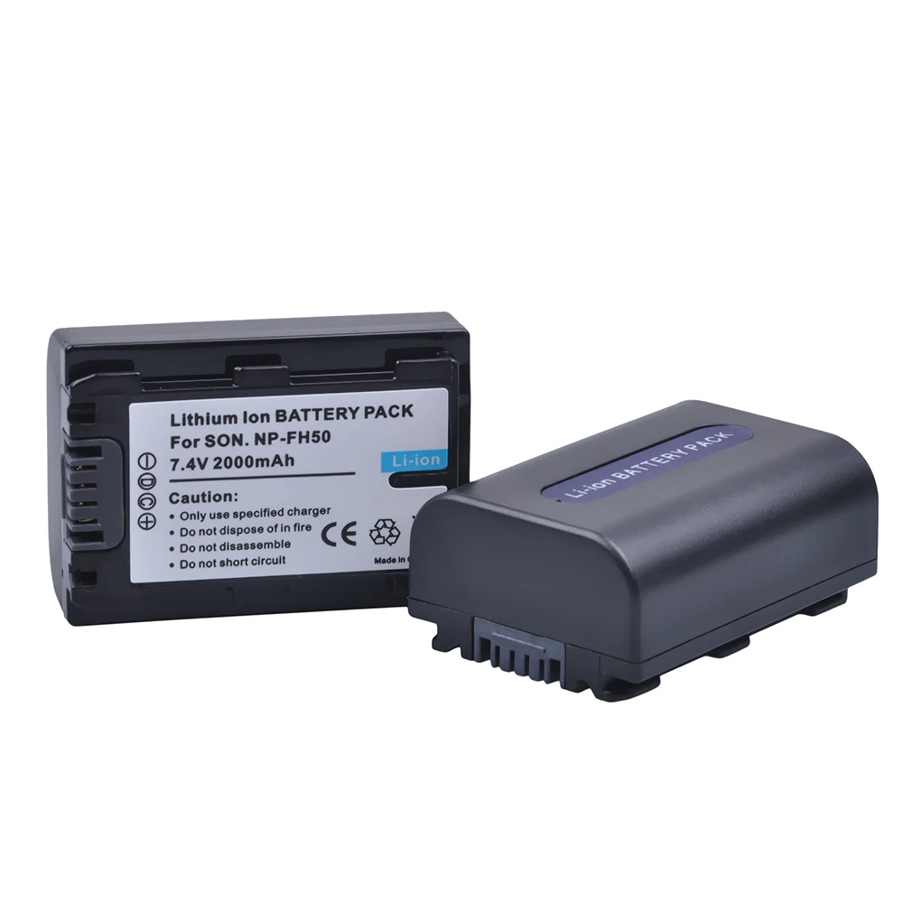 PowerTrust 2000mAh 2PCS NP-FH50 NP FH50 Camera Batteries for Sony A230 A330 A290 A390 DSC-HX1 HX100 HX200 HDR-TG1E TG3 TG5 TG7