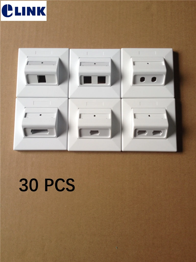 LC SC ST faceplate without adapter SM MM ftth SX DX white color ABS Wall outlet 2 core 1core fiber optical face plate 86 30PCS