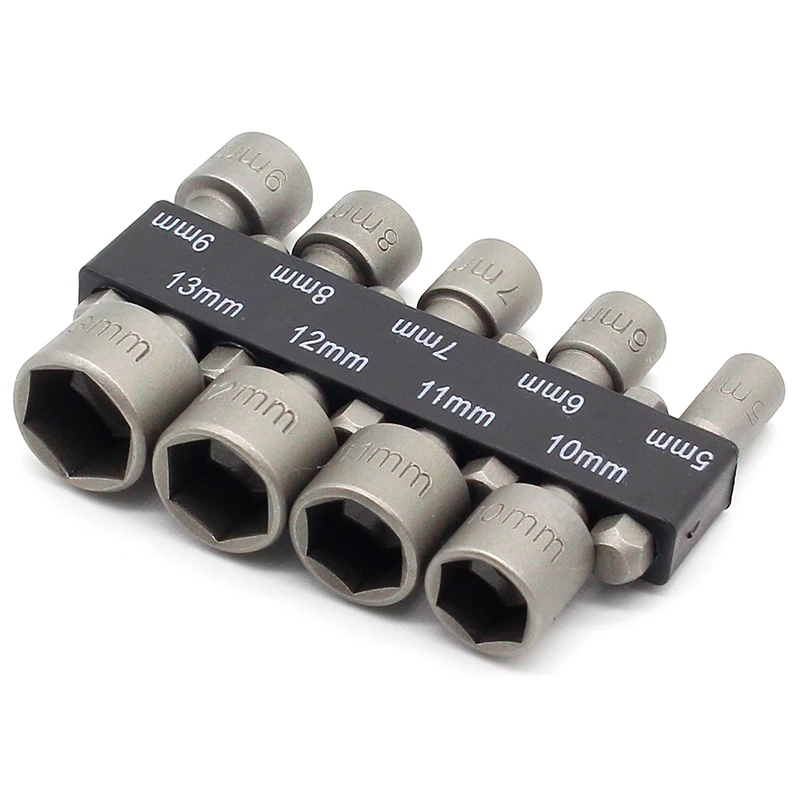 9pcs/set 5mm-13mm Hex Socket Sleeve Nozzles Magnetic Nut Driver Set Drill Bit Adapter Hex Power Tools