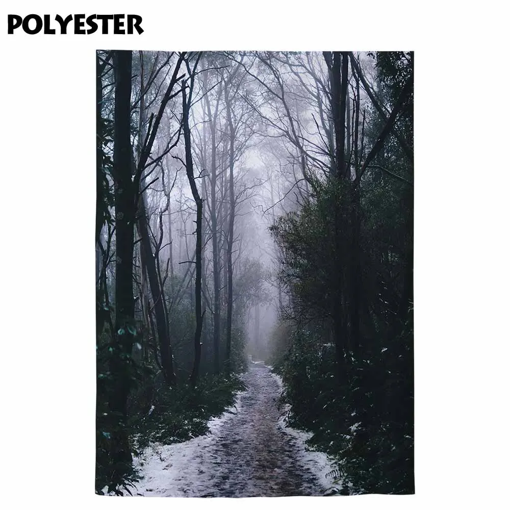 Allenjoy photography backdrop for photo studio winter forest path misty snow fog trees photo background shoots photophone