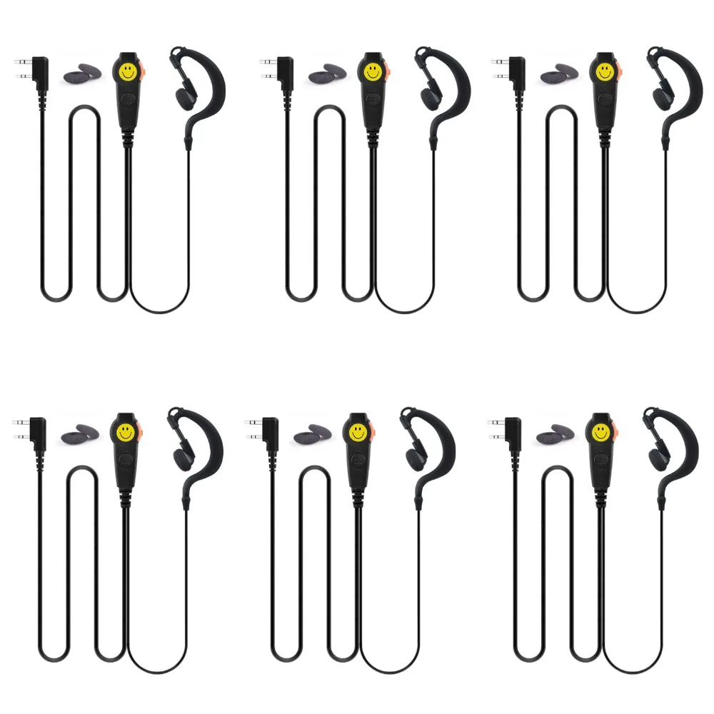 

6 шт./лот SOCOTRAN walkie talkie наушник Регулируемый g-стиль приемопередатчик наушники двойной PTT & Mic K разъем для SC-600 SC-508