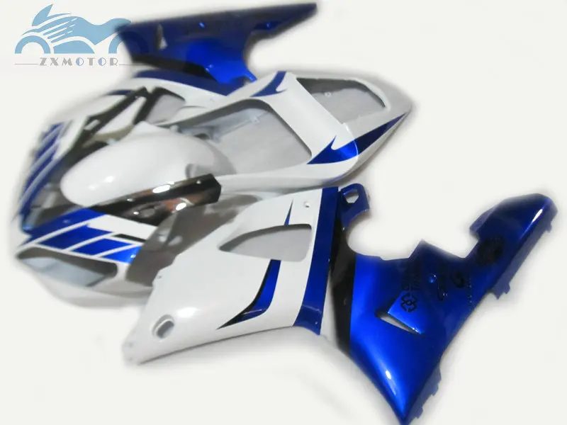 Free Custom motorcycle fairings Kit Fit for YAMAHA 2000 2001 YZFR1 YZF R1 00 01 aftermarket fairing kits white blue bodywork