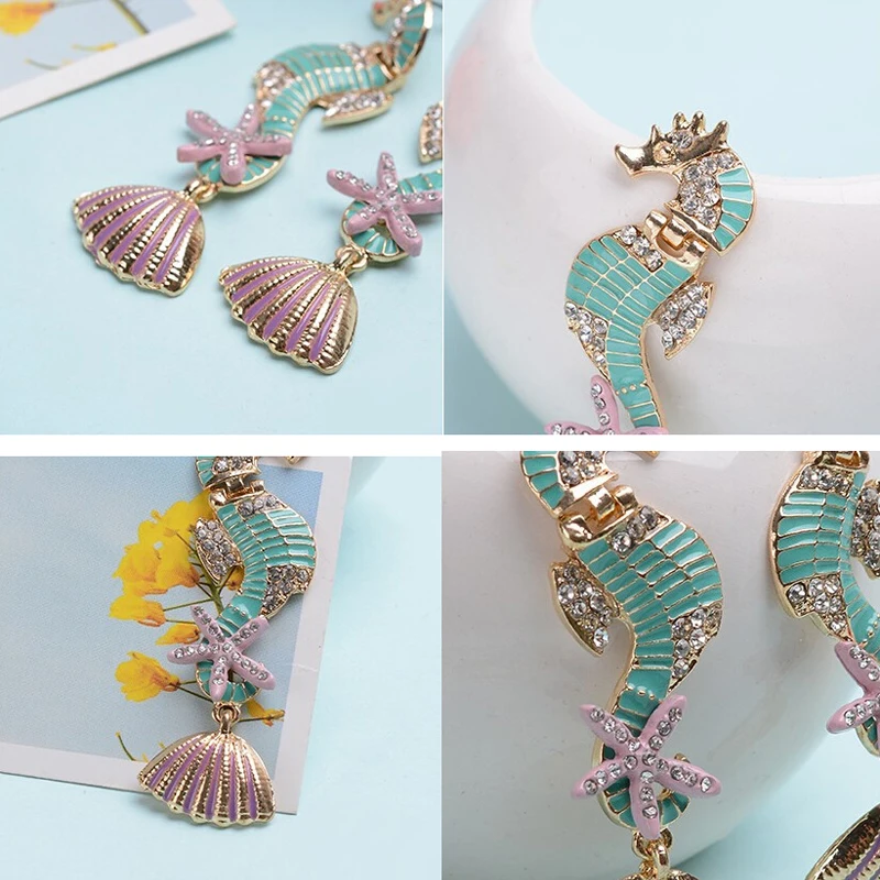Women\'s fashion brand new arrival gorgeous colourful sea horses earrings