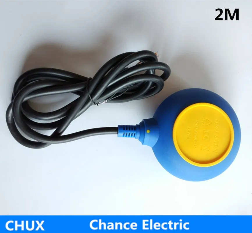 CHUX 2m Cable Ball Float Water Switch For Industry Tank Liquid Fluid Level Sensor Yellow Blue Color Round Type (cx-m15-3)