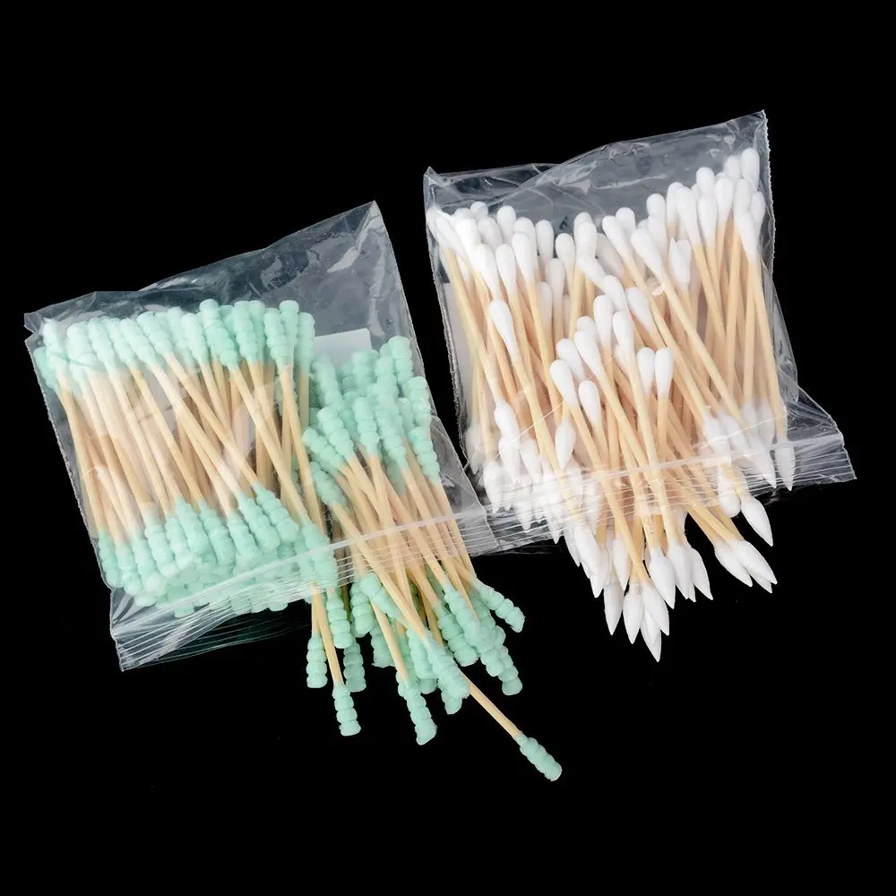 Cotonete Double Head Cotton para Mulheres e Meninas, Medical Wood Sticks, Nose Ears Cleaning, Maquiagem Cotton Buds Tip, Health Care Tool, 100Pcs