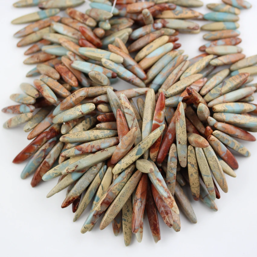 Full Strand Snakeskin Jaspers Slice Beads Jewelry,Top Drilled Smooth Jaspers Stone Beads Necklace Making