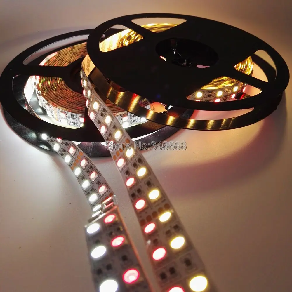 5m 600LEDs 120LED/M DC 12V 24V Double Row SMD 5050 RGBW LED Strip IP20 IP67 Waterproof Flexible Tape RGB + White / Warm White