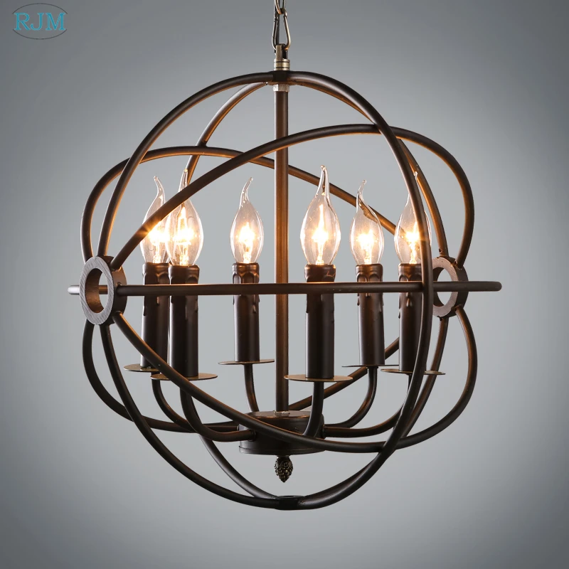 Imagem -05 - American Industrial Loft Candle Chandelier Vintage Round Iron Cage Pendure Lâmpadas para Restaurante Bar Loja de Roupas Decoração de Iluminação