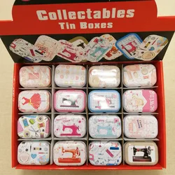 32pcs/box Mixed Sewing Machine Printing Mini Pill Case Collectables mini Box Diy storage box square lipstick case small tin box