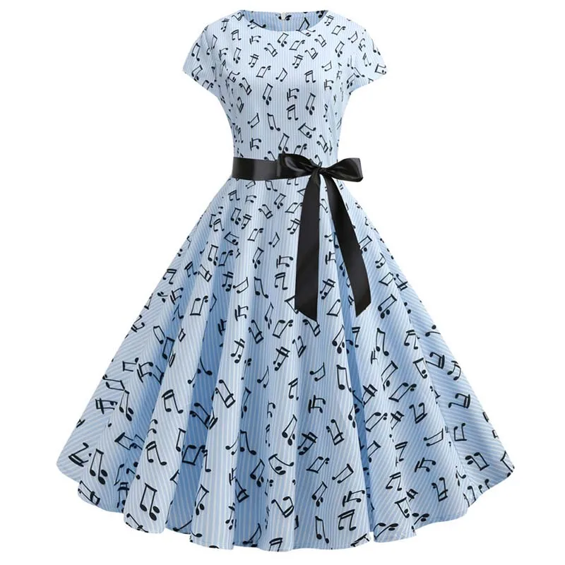 Women Floral Print Summer Dress 50s 60s Vintage Dress Female Short Sleeve Retro Robe Rockabilly Party Dresses Vestidos