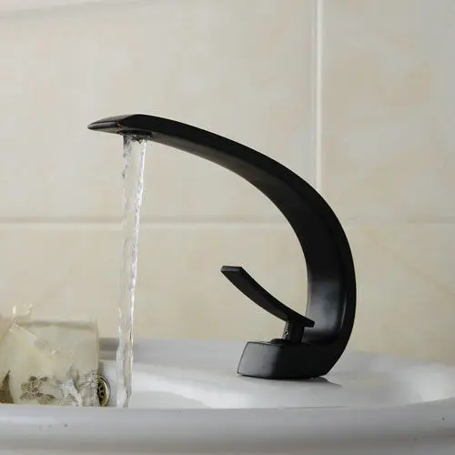 

New Arrival Basin Faucet Antique Brass Black Finished Basin Mixer Taps Deck Mounted Single Holder Black Faucet B3268