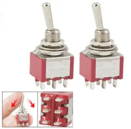 2 Pcs red ON/ON 2 Position Double Pole Double Throw Toggle Switch 6 PIN MTS-202