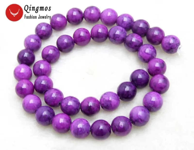 

Qingmos 10mm Purple Round High Quality Natural Sugilite Beads for Jewelry Making Necklace Bracelet DIY 15'' Los766 Free Shipping