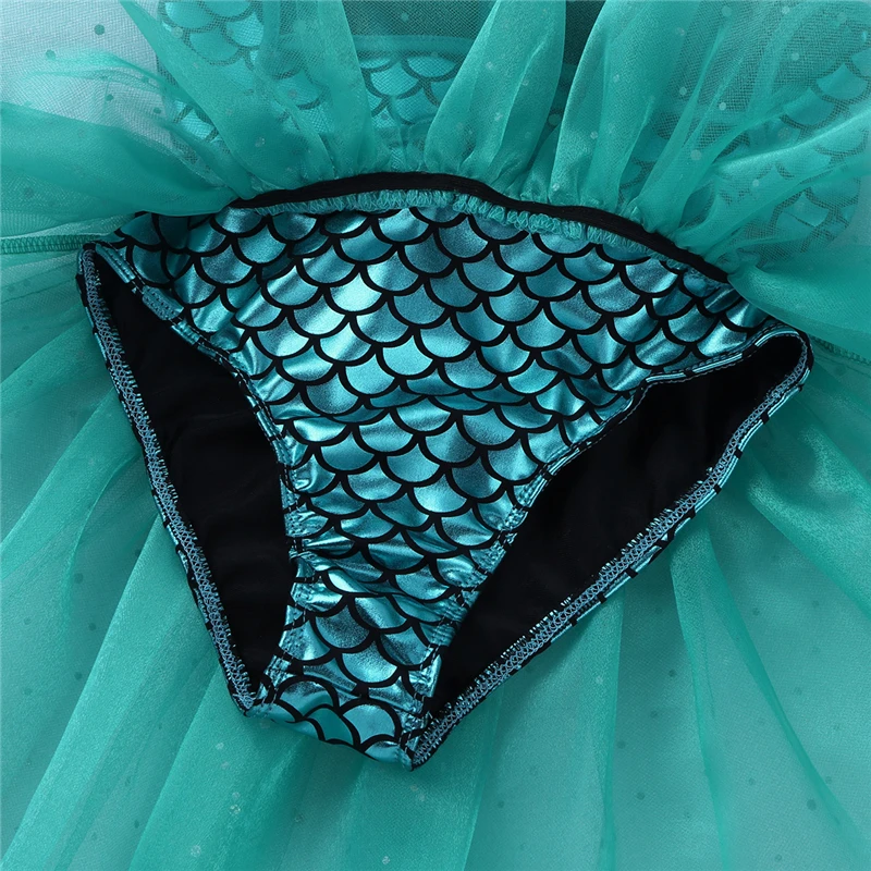 YiZYiF-vestido con purpurina para niñas, Traje de Ballet con estampado de escamas, leotardo de gimnasia, tutú de Ballet, para baile