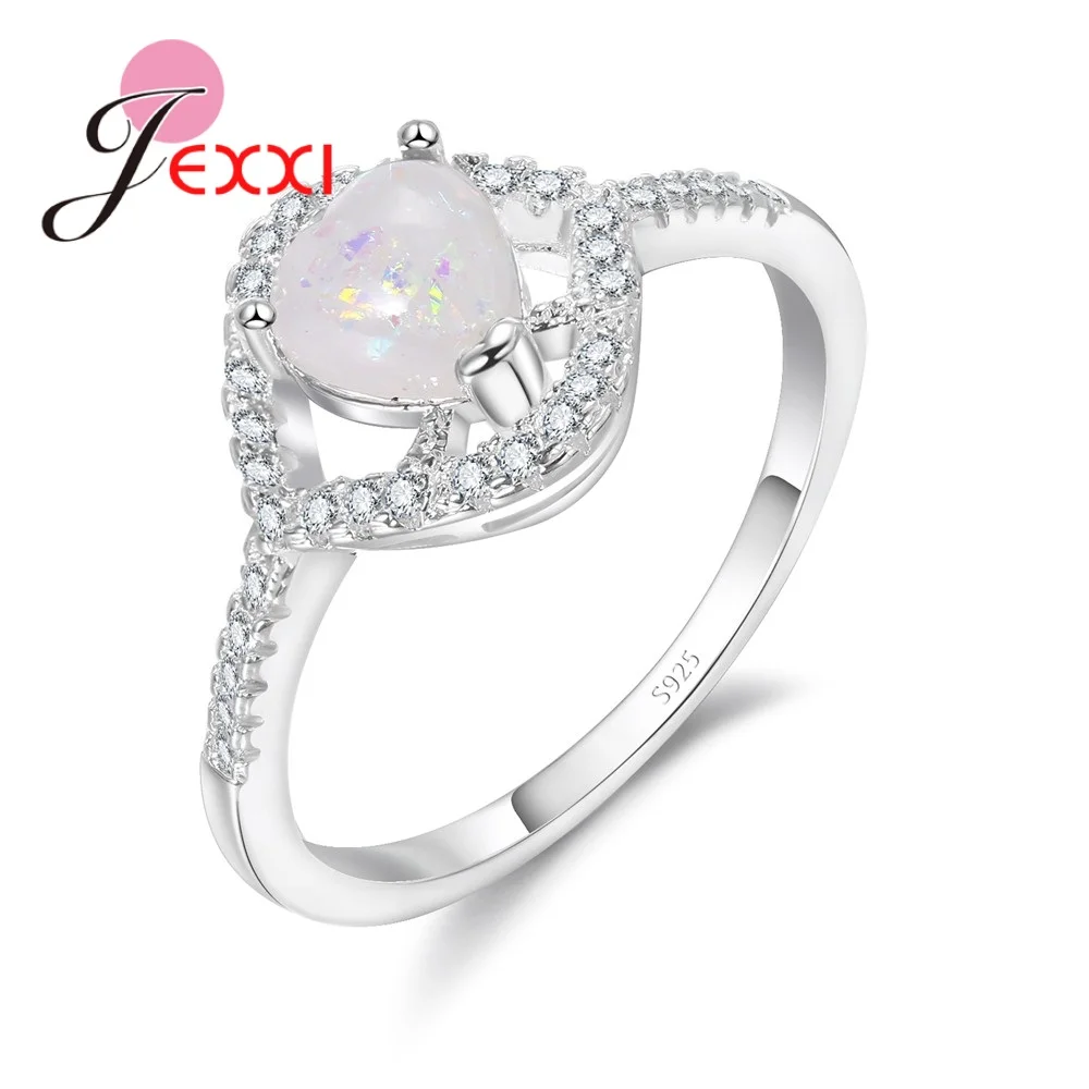 New Fashion Hollow Heart 2 Colour Cubic Zirconia 925 Sterling Silver Needle Finger Ring Women Girls Engagement Jewelry Wholeale