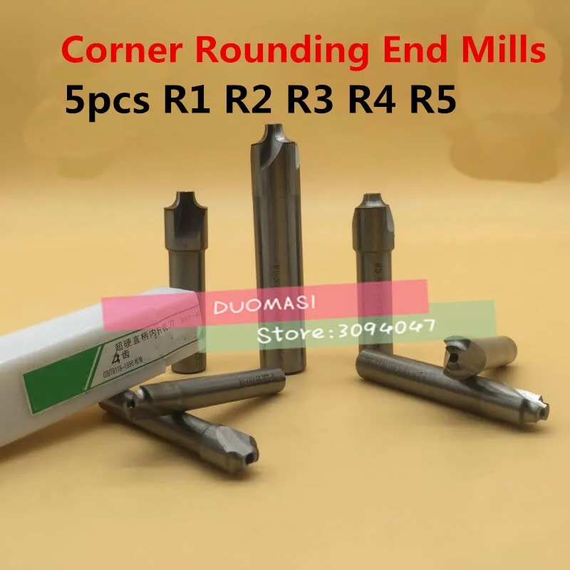 5pcs New 2F Corner Rounding End Mill R1.0-R5.0 Endmill Tool Milling Cutter