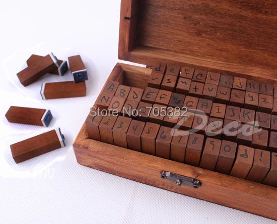 70pcs/set  NEW Schoolbook Number&Letter Stamps Set Wooden Box Decorative DIY Rubber Stamp(ss-1512)