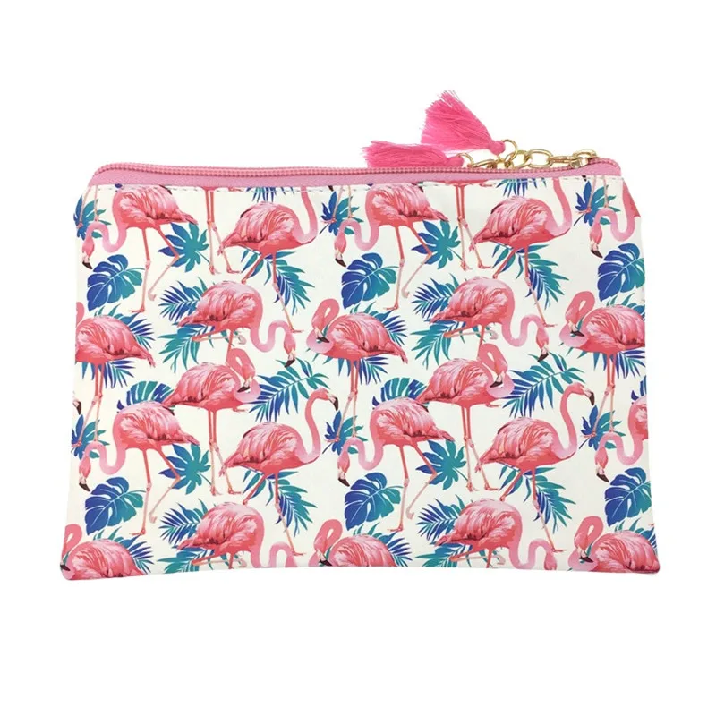 

100pcs/lot Pu Cosmetic Case Bag Flamingo Printed Lady Clutch Bag Girl Purse Makeup Bag Mobile phone clutch bags 20cmx14cm