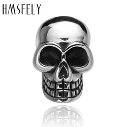 HMSFELY 316l Stainless Steel Skull Head Beads Accessories For DIY Leather Bracelet Jewelry Making 6mm 8mm Hole Size Bead 5pcs