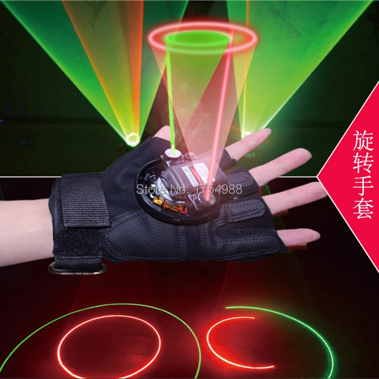 party supply green and red rotateing led laser on palm with 4 green laser on finger led  gloves stage show laser gloves 1pieces