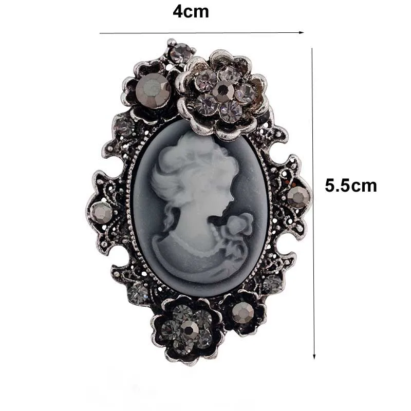 DHL FEDEX EXPRESS SHIPPING Cheap Wholesale Antique Silver Tone Alloy Women Head Cameo Brooch