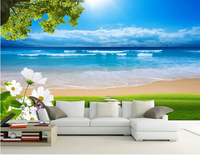 Custom 3D photo wallpaper, 3D beach landscape for living room bedroom TV background wall waterproof papel de parede