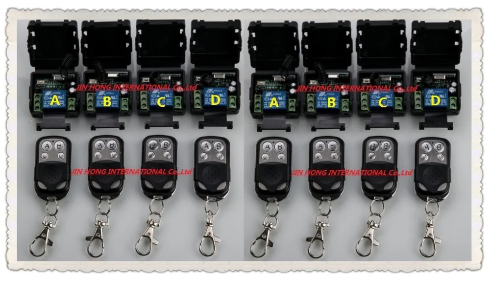 

Free shipping 12V 1ch wireless remote control switch system 8pcs transmitter & 8pcs receiver relay smart house z-wave