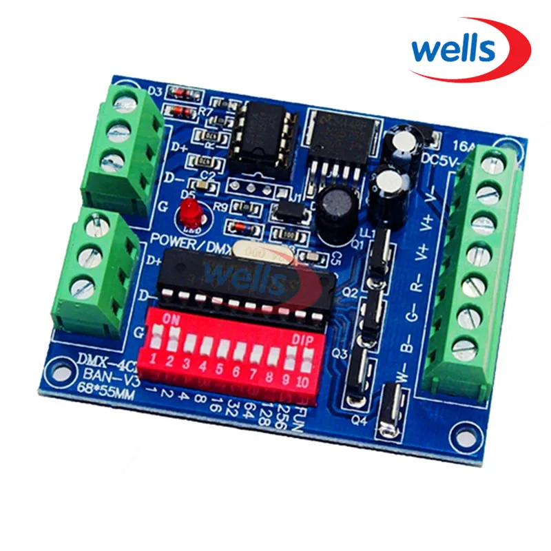 Wholesale 4CH RGBW Easy DMX Dmx 512 Decoder,Dimmer,Controller,Drive,DC5V-24V for LED Strip Light,Lamp