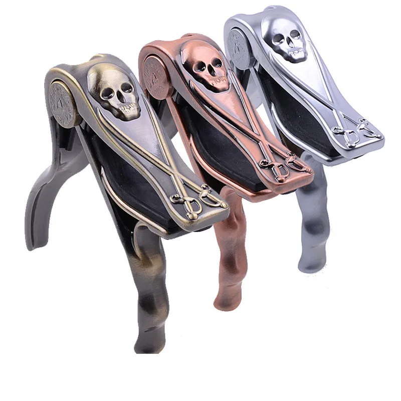 Bronze Metal Acoustic Capo Quick Change Trigger Key Skull Cappo Clamp For Acoustic Guitar Three Colors