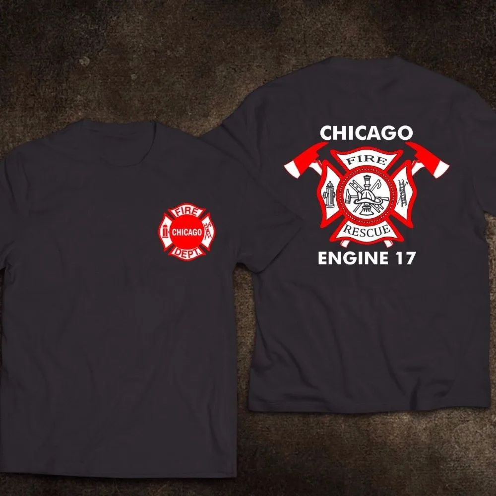 New Chicago Firefighter Department T-Shirt Backdraft Engine 17 Fire Tee