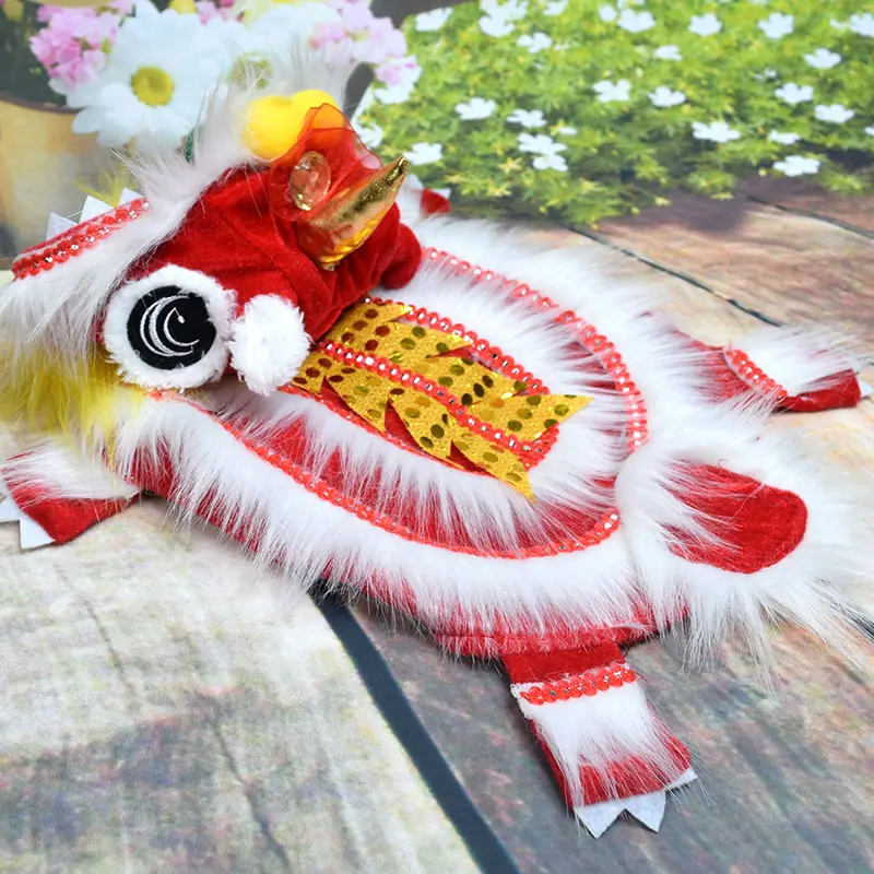 New Year\'s pet Chinese costume dragon dance lion dog clothes lion dance red funny festive lucky cat clothes makeover