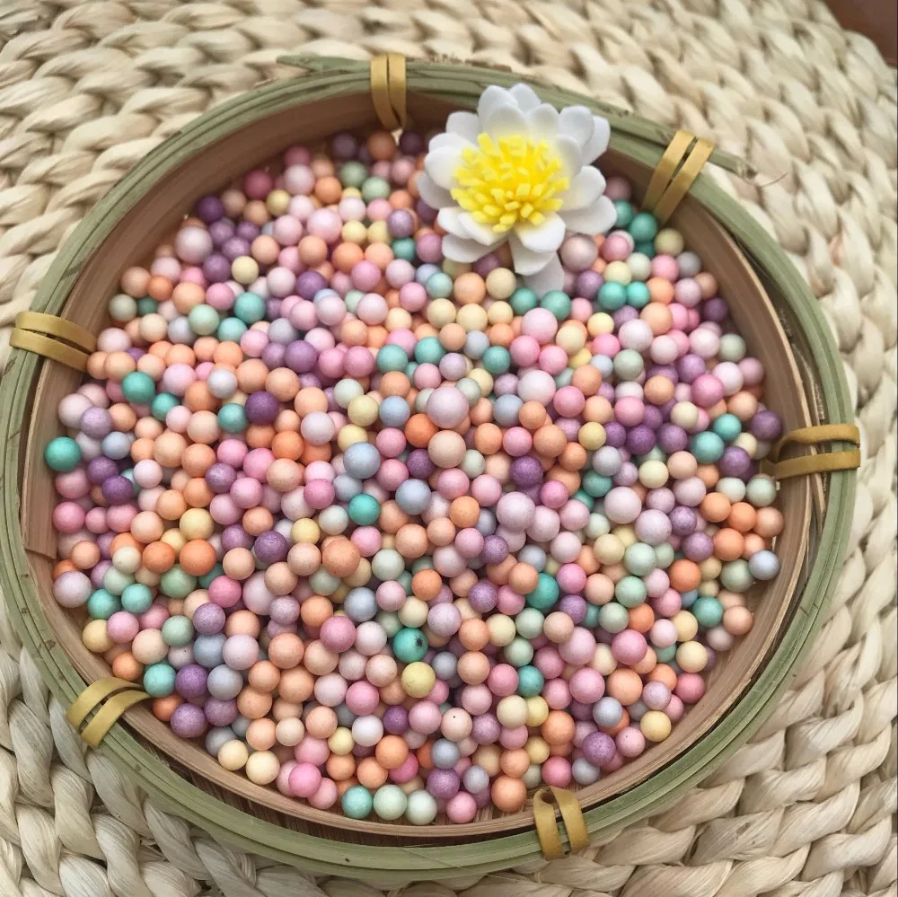 10000pcs~16000pcs 2-3.5mm 4-6mm Polystyrene Styrofoam Plastic Pastel Foam Mini Beads Ball DIY Slime Assorted Colors Decoration