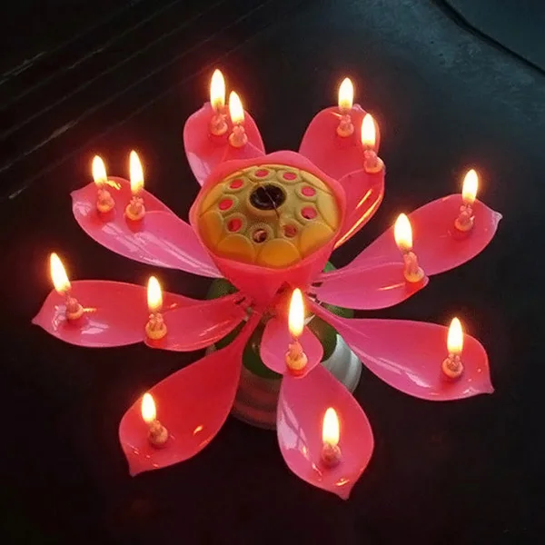 Joy Singing Music Birthday Candle Monolayer Lotus Candle Flowering Music Candle LBShipping