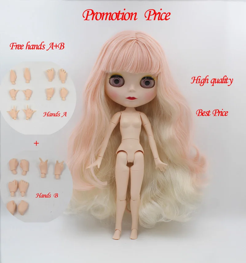 

Promotion price BJD joint 6-9+AB TMJ DIY Nude Blyth doll birthday gift 4 colour big eyes dolls with beautiful Hair cute toy