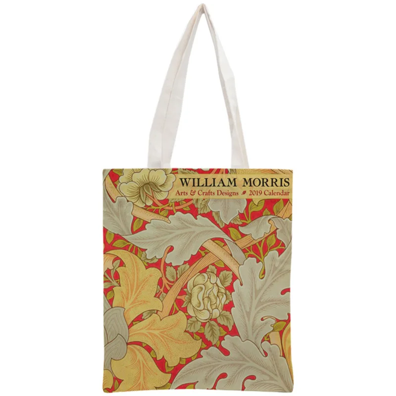 Custom William Morris Tote Bag Reusable Handbag Women Shoulder Foldable Cotton Canvas Shopping Bags