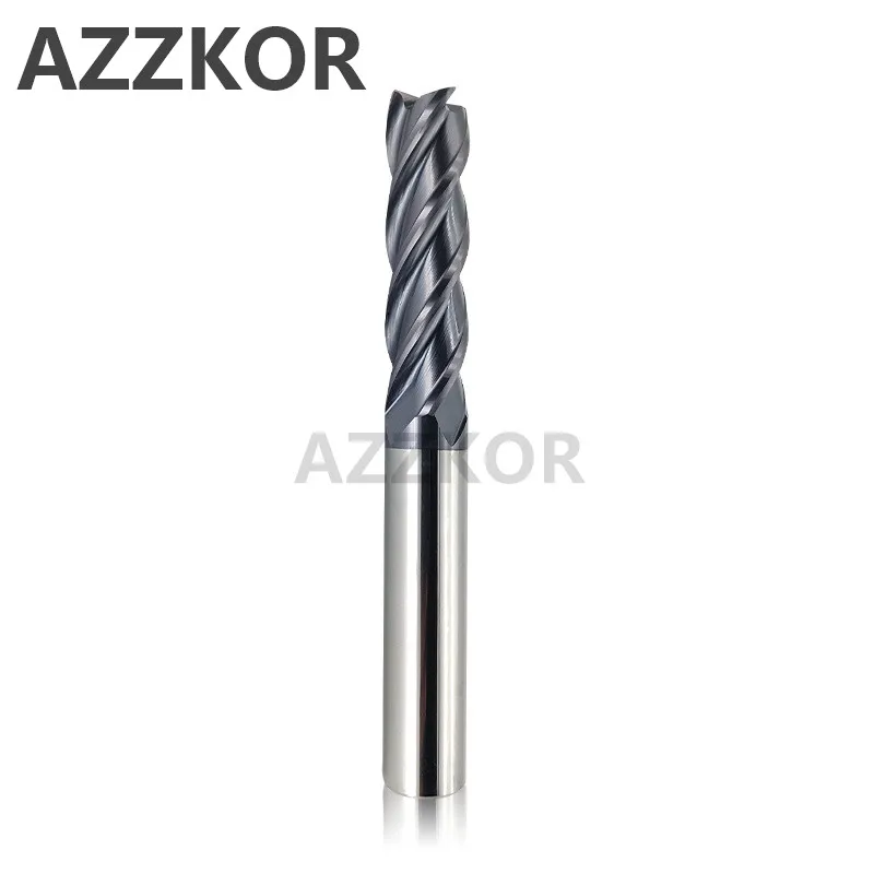 Fräser mit Legierungsbeschichtung, Wolframstahlwerkzeug 100L/150L HRC50, Verlängerte Stirnfräser, Endfräser, Top CNC AZZKOR Fräser – Detail 5