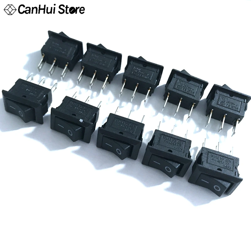 10PCS Ship Type Switch 15*21mm 10*15 mm 3PIN SPST ON/OFF Boat Rocker Switch 6A/250V 10A/125V 15X21 10x15 Button Switch 15*21