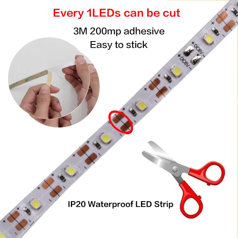 LED Strip Lamp DC5V USB Cable Power Flexible Light 50CM 1M 2M 3M 4M 5M SMD 2835 Mini 3Key Desk Decor TV Background