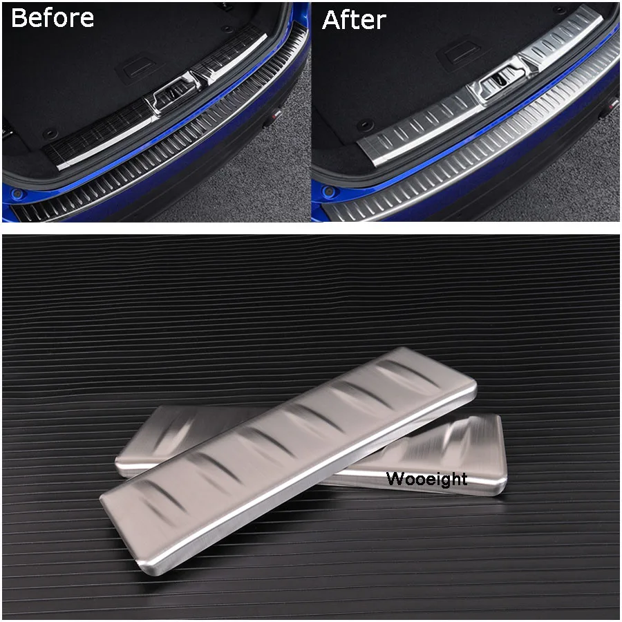 Wooeight Stainless Steel Rear Trunk Door Sill Guard Protection Trim Cover For Jaguar F-Pace 2016 2017 Car Interior Accessories