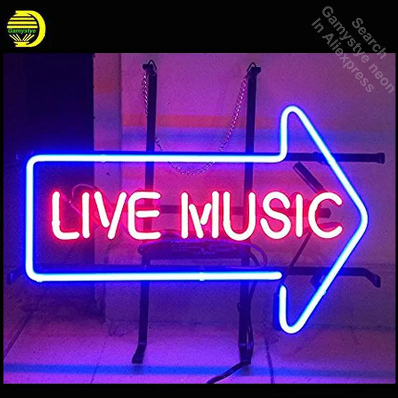 

Live Music Neon Sign neon bulb Sign Arrow Glass Tube neon lights Recreation Beer Room Iconic Sign Advertise Windows Garage Wall