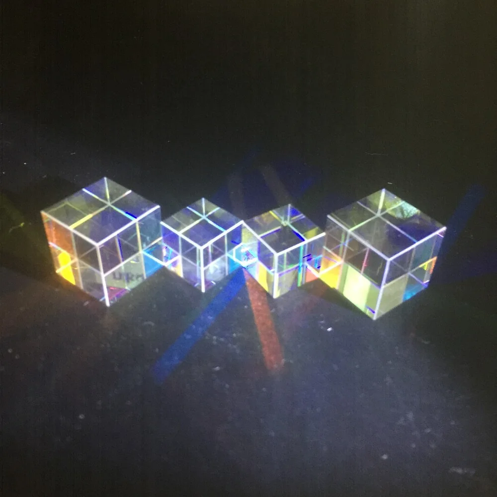 12.7mm K9 Cube Defective Cross Dichroic Prism RGB Combiner Splitter Glass Decor Square Cube RGB Teaching Tools Decoration