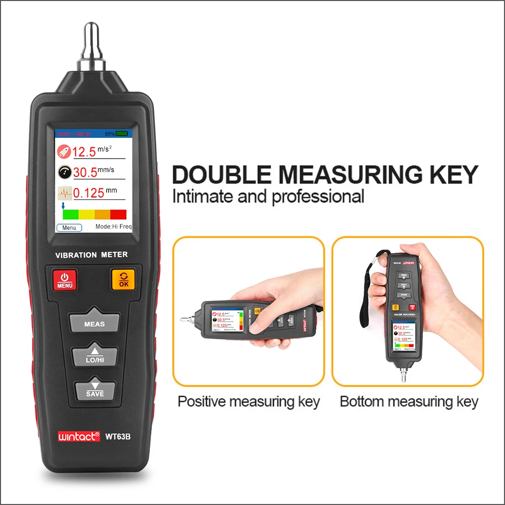 WINTACT Vibration Analyzer Vibrator Analizador De Vibraciones Digital Vibration Meter Tester Handheld WT63B Medidor Vibraciones